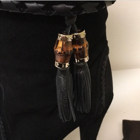 🎋Gucci Bamboo Tassel Black Suede Boots - Picture 3 of 8
